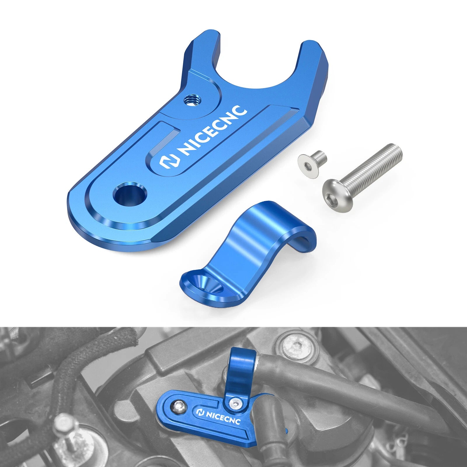 Aluminum Spark Plug Boot Hold Down with Bolt for Yamaha YFZ450R (2009–2025) Blue