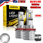 2X H11 H9 H8 LED Fog Light Bulbs for Cars (6500K White)