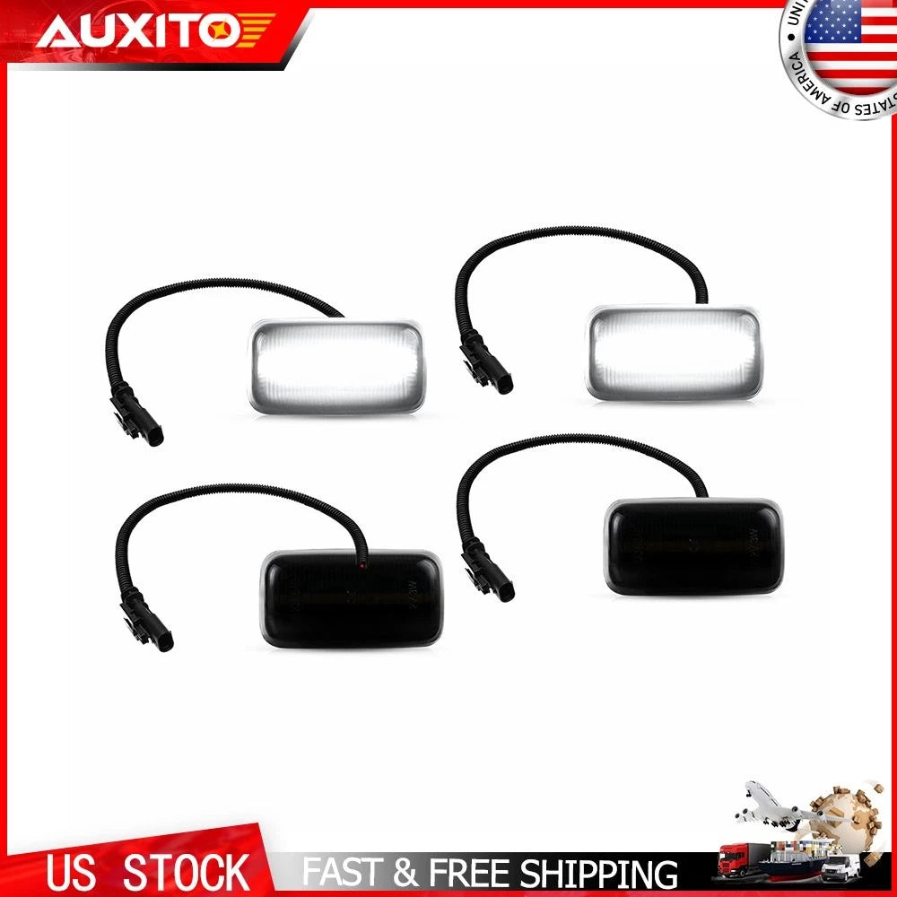 4X Smoke White LED Marker Lights for Chevy Silverado GMC Sierra (2015–2023)