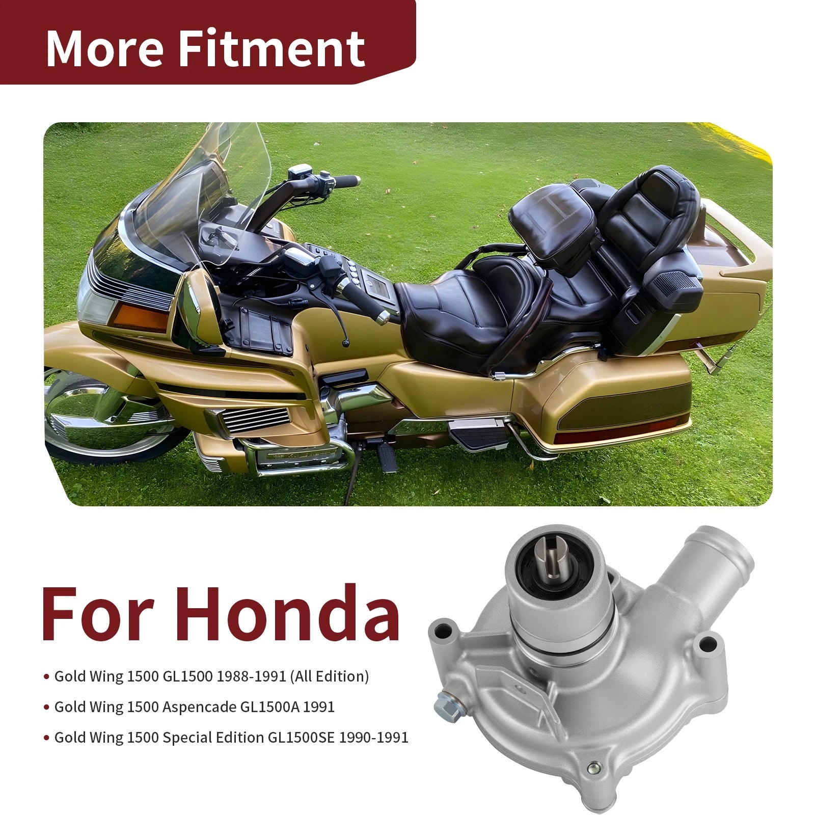 Water Pump Assembly 19200-MN5-020 for Honda Gold Wing 1500 GL1500 (1988–1991)