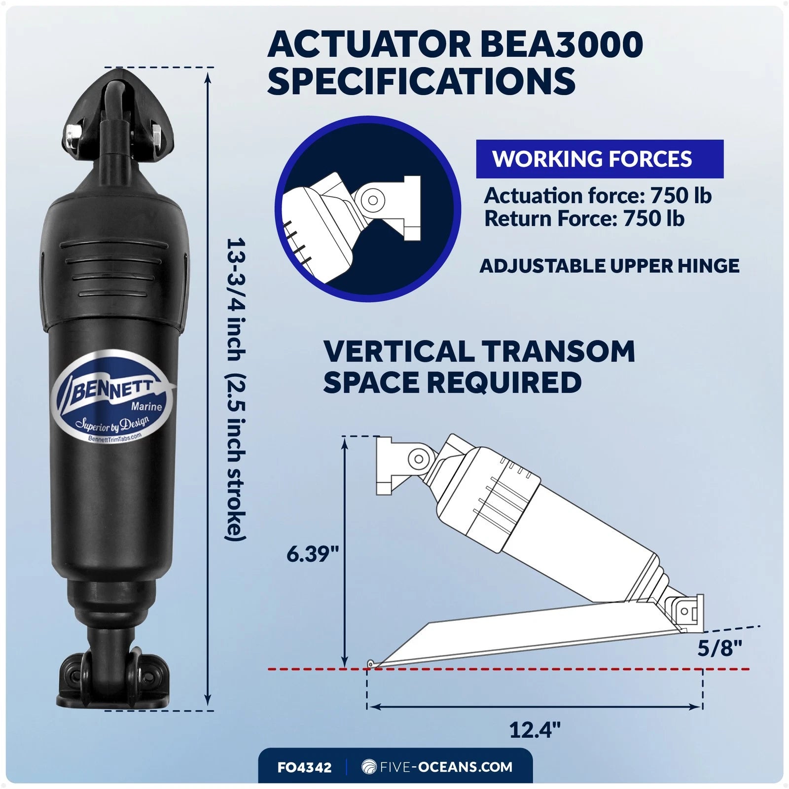 Bennett Bolt BEA3000 Electric Actuator 12V Adjustable Upper Hinge for FO 4342