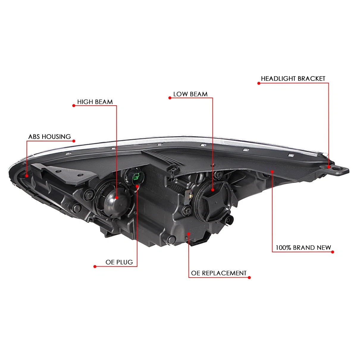 Right Passenger Side Projector Headlight Assembly for Forte Sedan (2019–2021)
