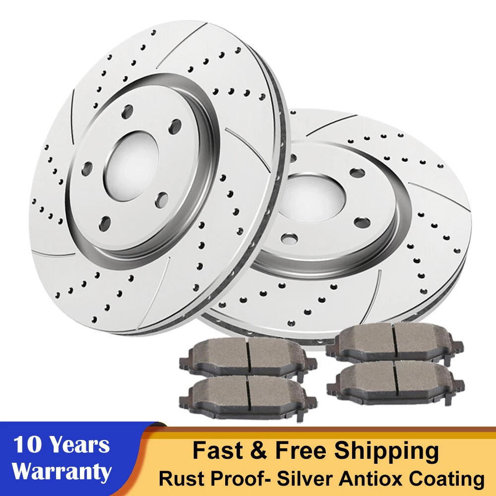 Front Drilled Disc Rotors Brake Pads for Dodge Grand Caravan (2008–2020)