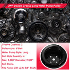 2 LWP Double-Groove Long Water Pump Pulley for Chevy Big Block 396 427 454 (1965–1968)