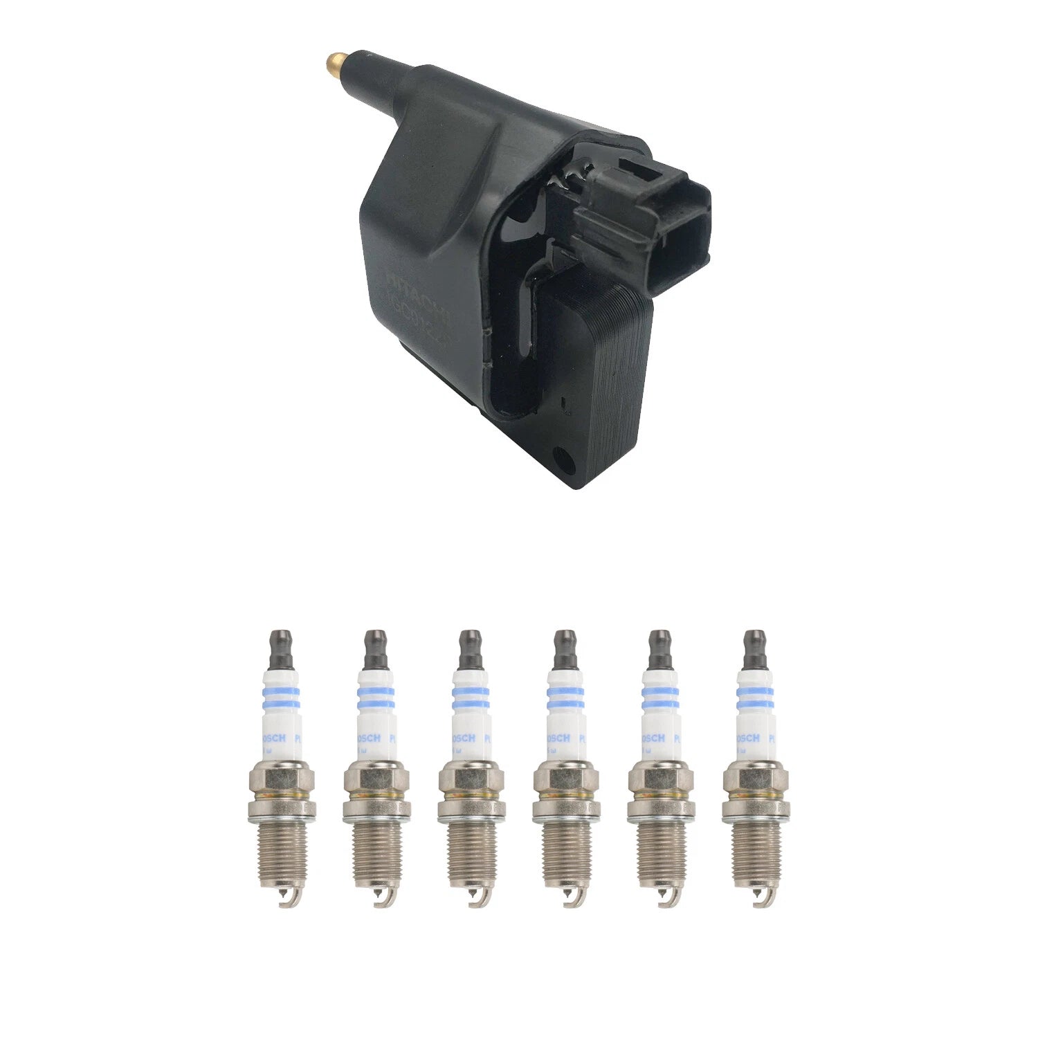 Set of 6 Hitachi Ignition Coils & Bosch Platinum Spark Plugs for Ram 1500 (1994–2001)