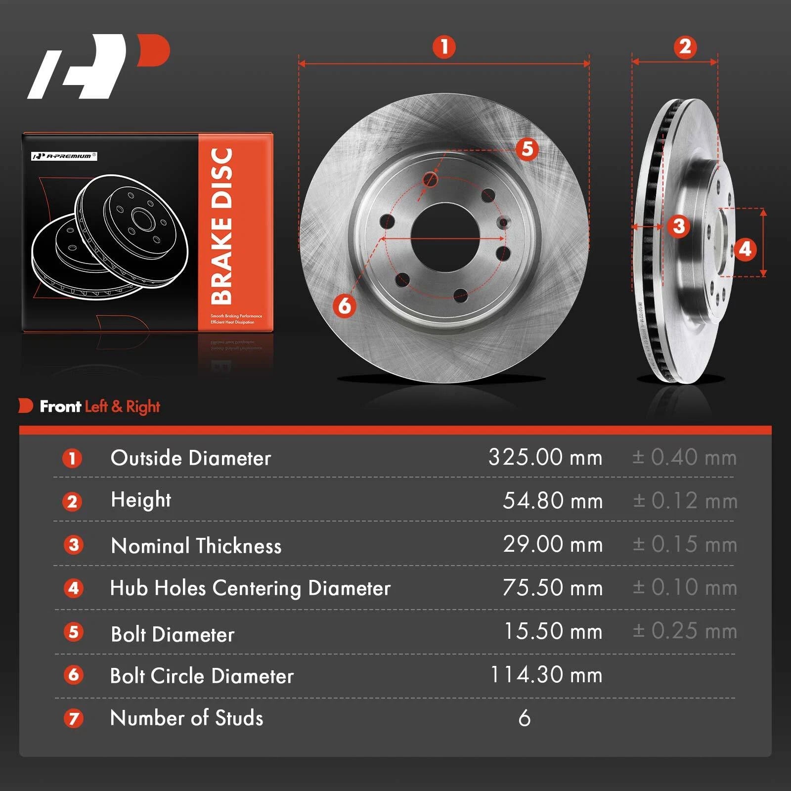Front Disc Brake Rotors for Chevrolet Traverse (2009–2017) GMC Acadia Buick