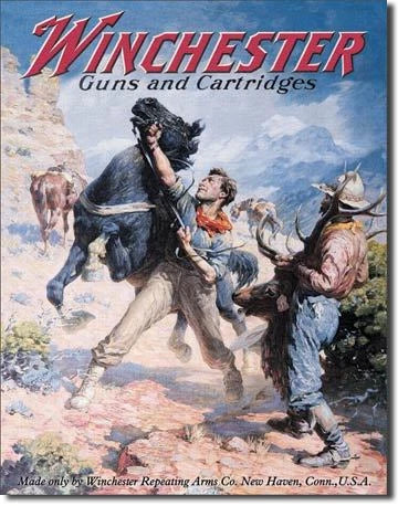 Vintage Replica Tin Metal Sign for Winchester Guns Ammunition (Antique)