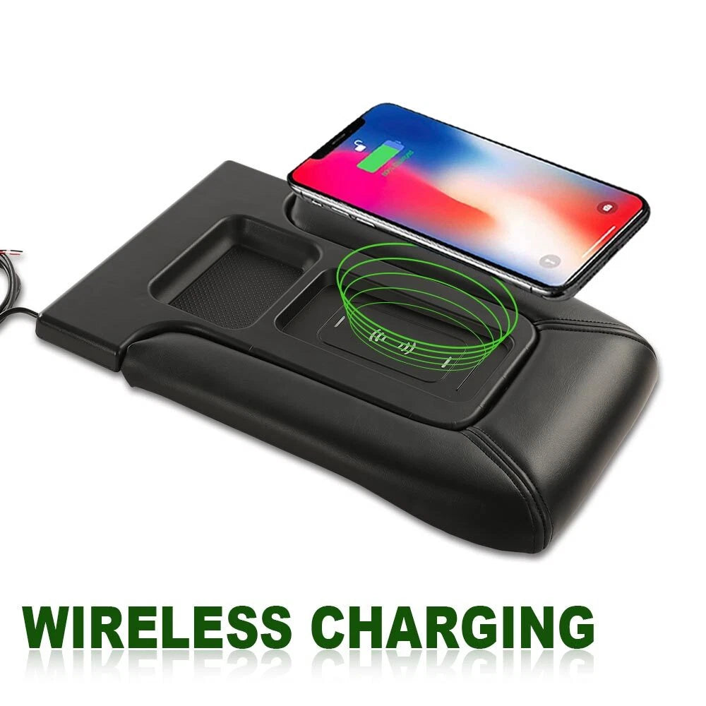 Center Console Lid for Chevrolet (2001–2007) Wireless Charging Armrest Black