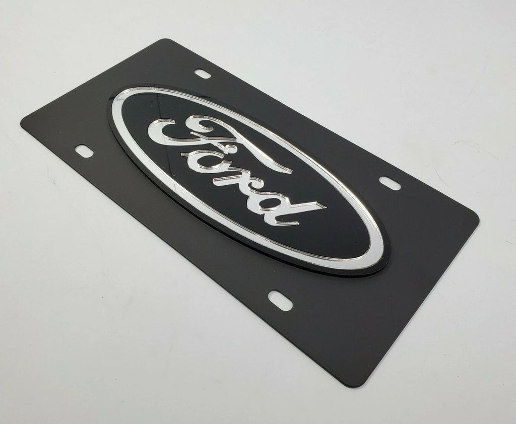 Tactical Metal Vanity License Plate Blacked Out Ford Emblem for F150 (2004–2020)