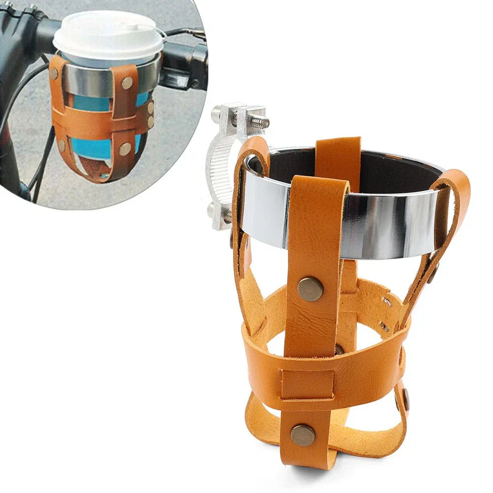 Chrome Orange Handlebar Cup Holder for Harley Chopper