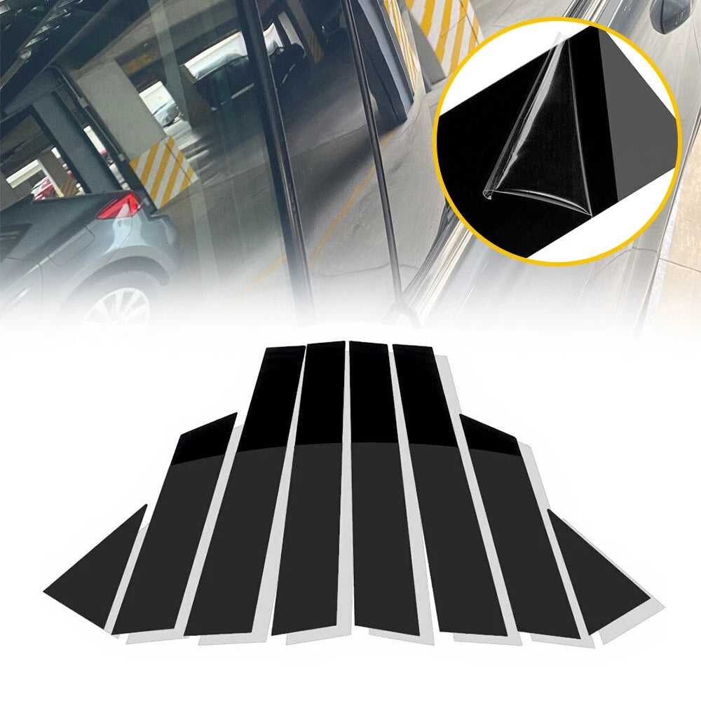 Set of 8 Black Pillar Post Trim Covers for Nissan Altima (2013–2018)