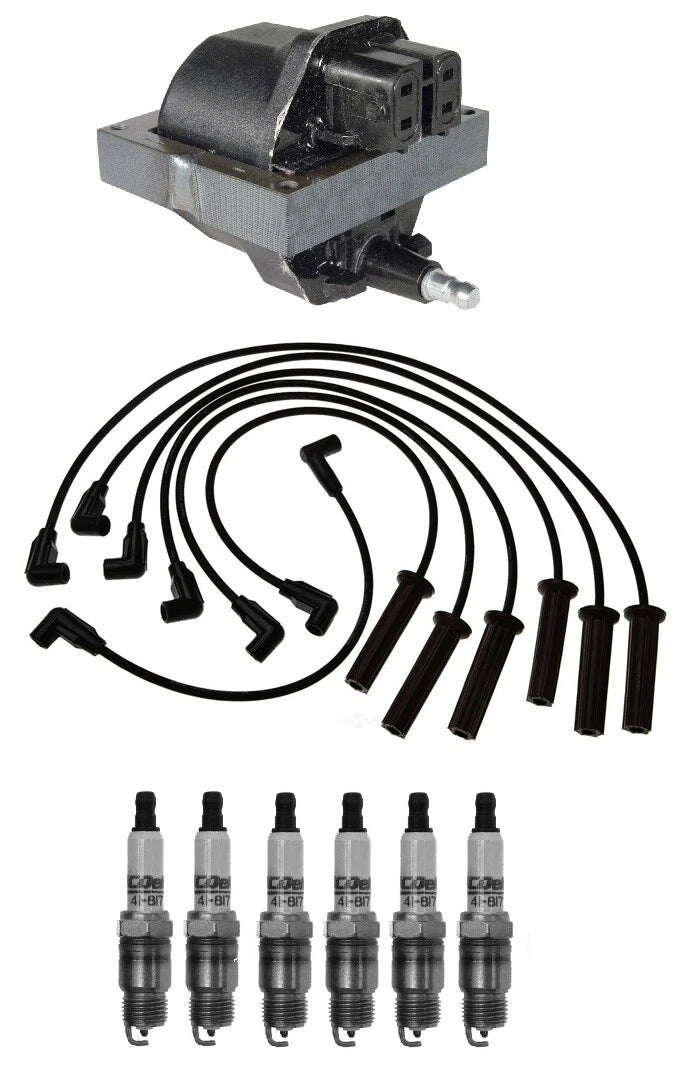Ignition Wires & Spark Plugs Kit for Buick Isuzu GMC V6 (1 Coil, 6 Plugs)