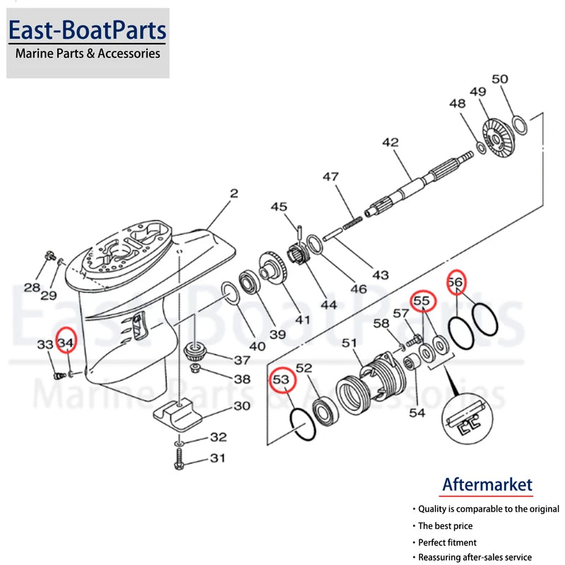 Lower Unit Repair Seal Kit for Yamaha 2 Stroke 25HP 30HP (1990–2023)