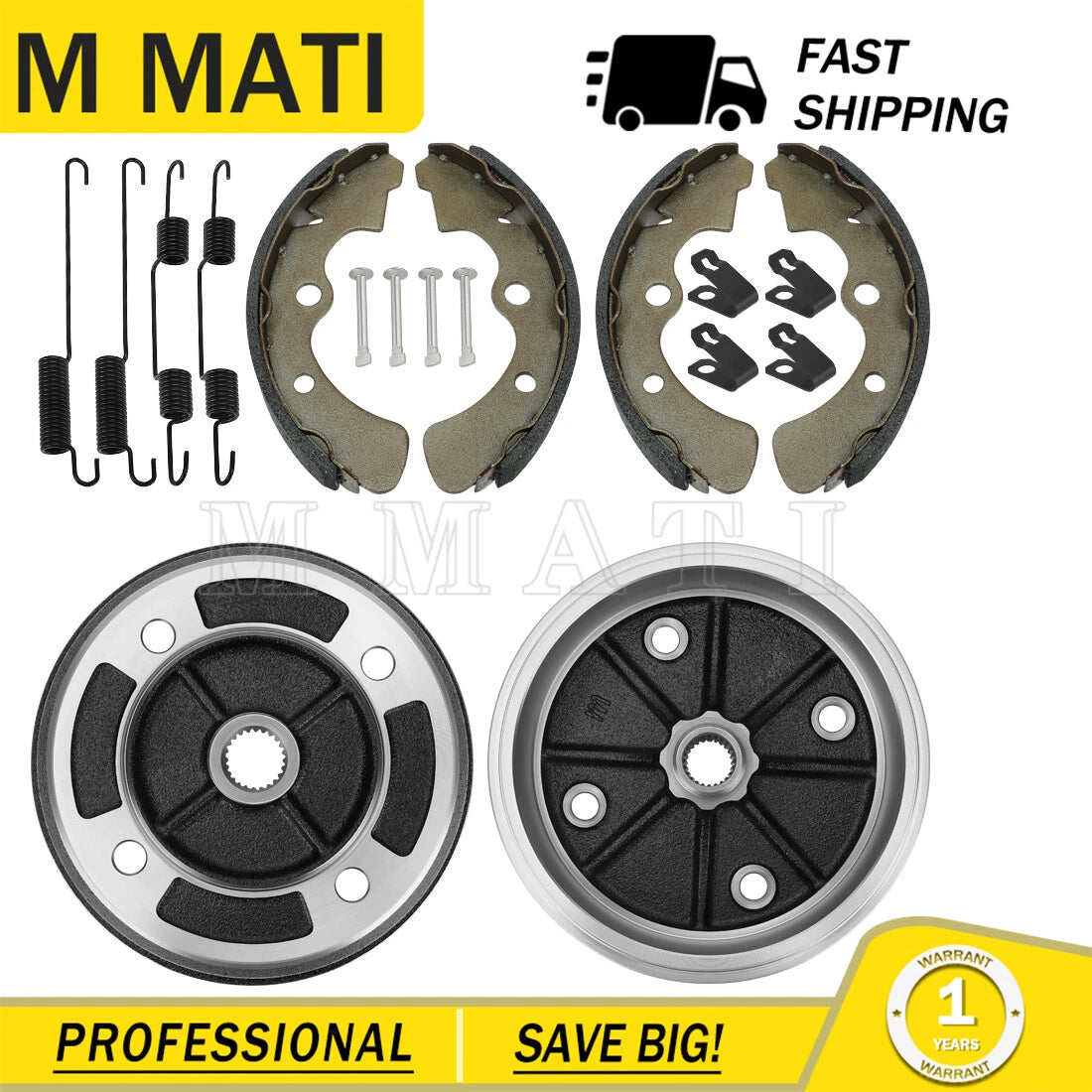 2 Front Brake Drums & Shoes for Kawasaki Mule 2510 Diesel (2000–2001)