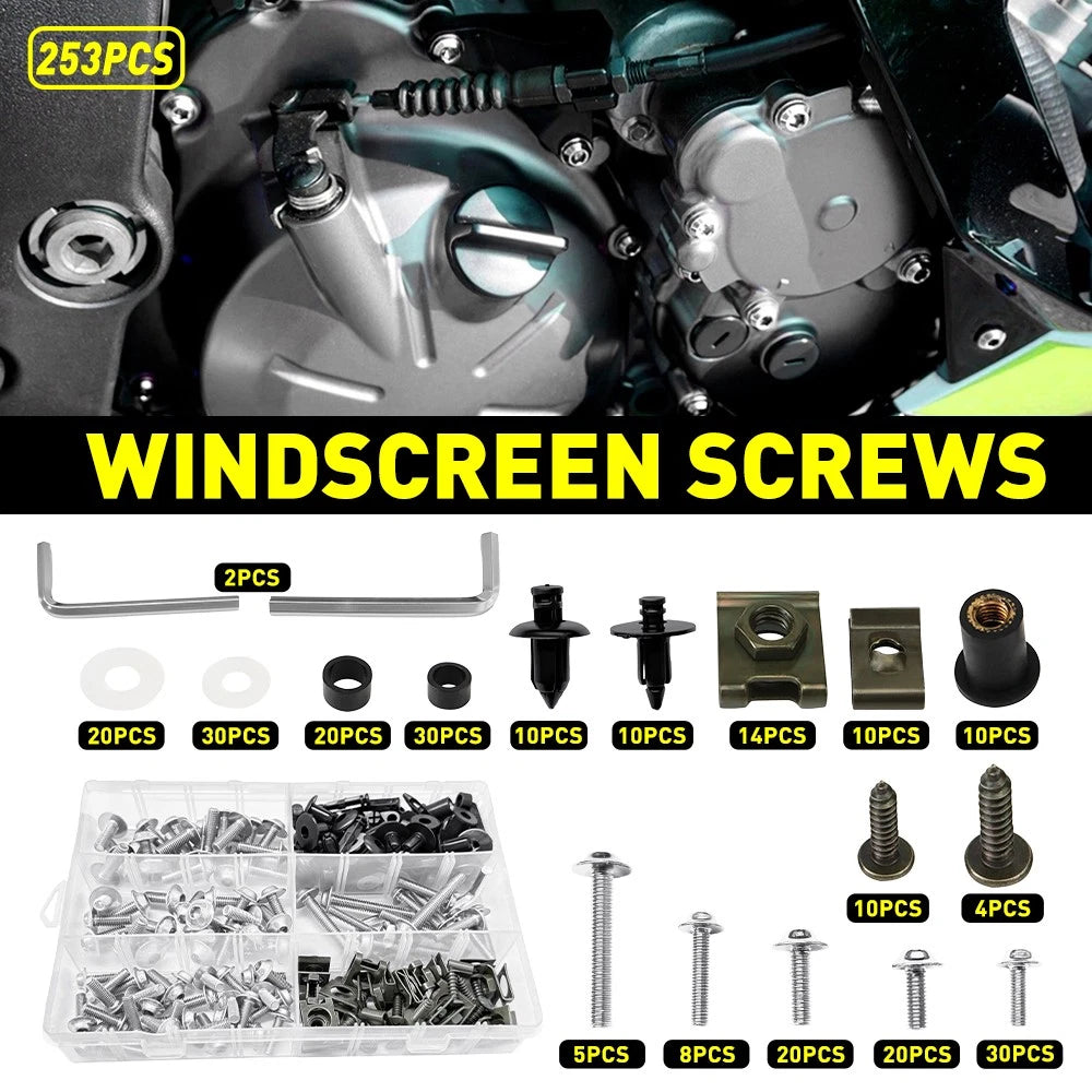 253pcs Aluminum Fairing Bolts Kit M5 M6 for Yamaha YZF R1 R6 (1998–2021)