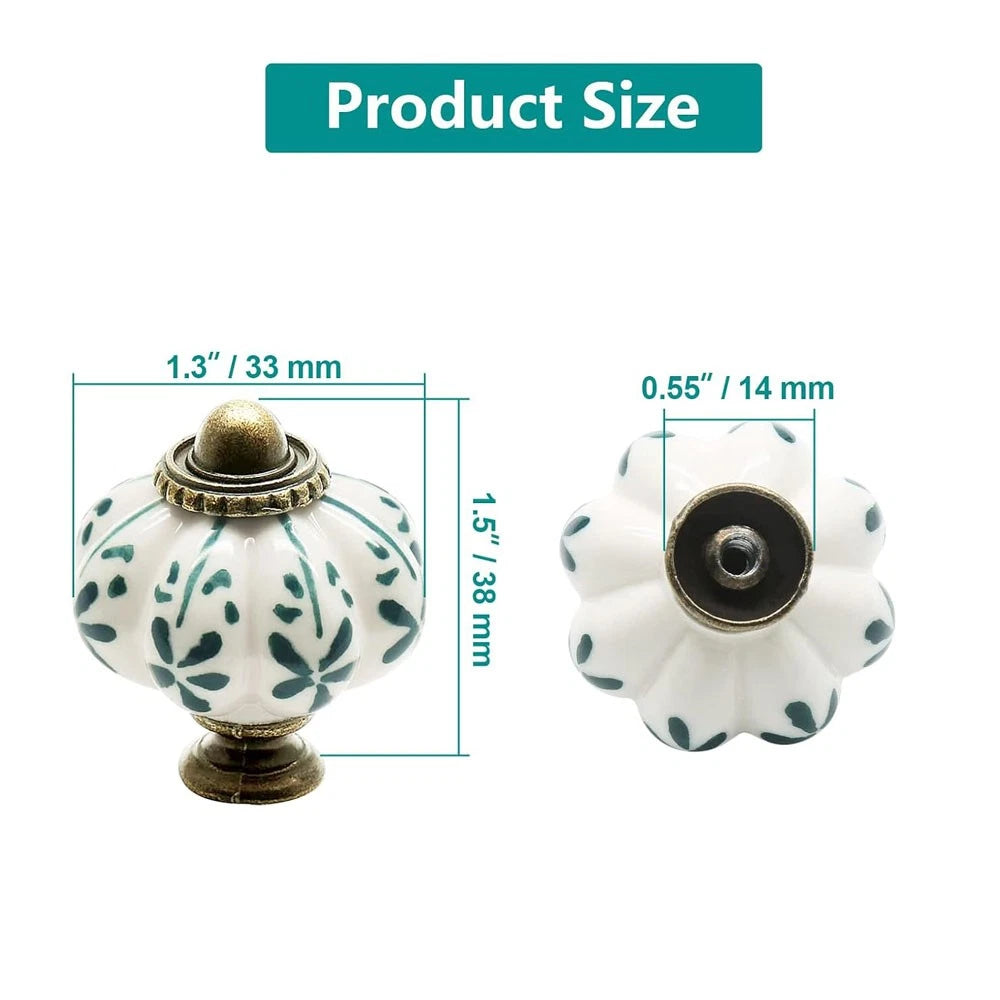 6X Elegant Pumpkin Ceramic Drawer Knobs for Dresser Hardware