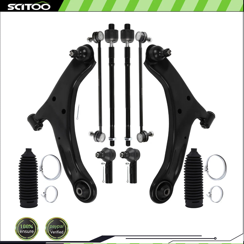 10Pcs Front Control Arm with Ball Joints & Tie Rod End for Suzuki Grand Vitara (2006–2013)