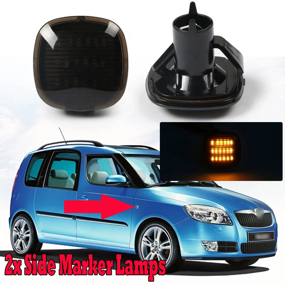 2X Smoked LED Turn Signal Side Marker Light Amber for Audi A3 A4 A8 (1996–2006)