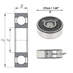 1 Pc 6301DDU Deep Groove Ball Bearing P4 for Scooter Skateboard (12x37x12mm)