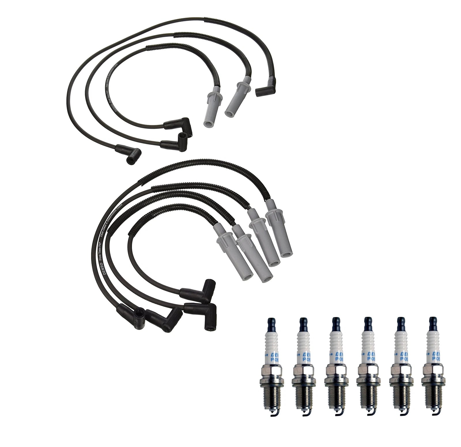 Denso 7mm Wire Set & 6 Double Platinum Spark Plugs for Dodge 3.9 V6