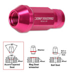 20Pc M12X1.25 Pink JDM Open End Cone Seat Wheel Lug Nuts + Extension 25mm