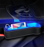 Right Side Car Seat Crevice Gap Storage Box Cup Holder Dual USB Charger