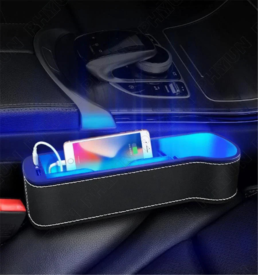 Right Side Car Seat Crevice Gap Storage Box Cup Holder Dual USB Charger