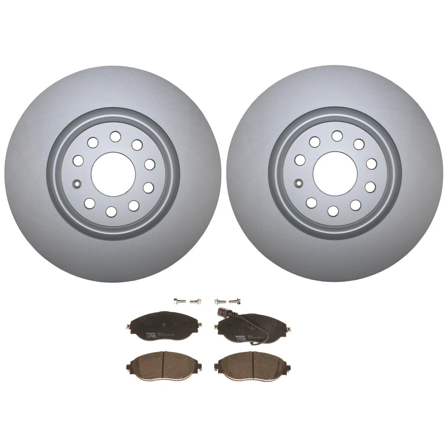 Front Brake Kit 340mm Disc Rotors & TRW Pro Low-Met Pads for VW S3, CC, GTI, Jetta