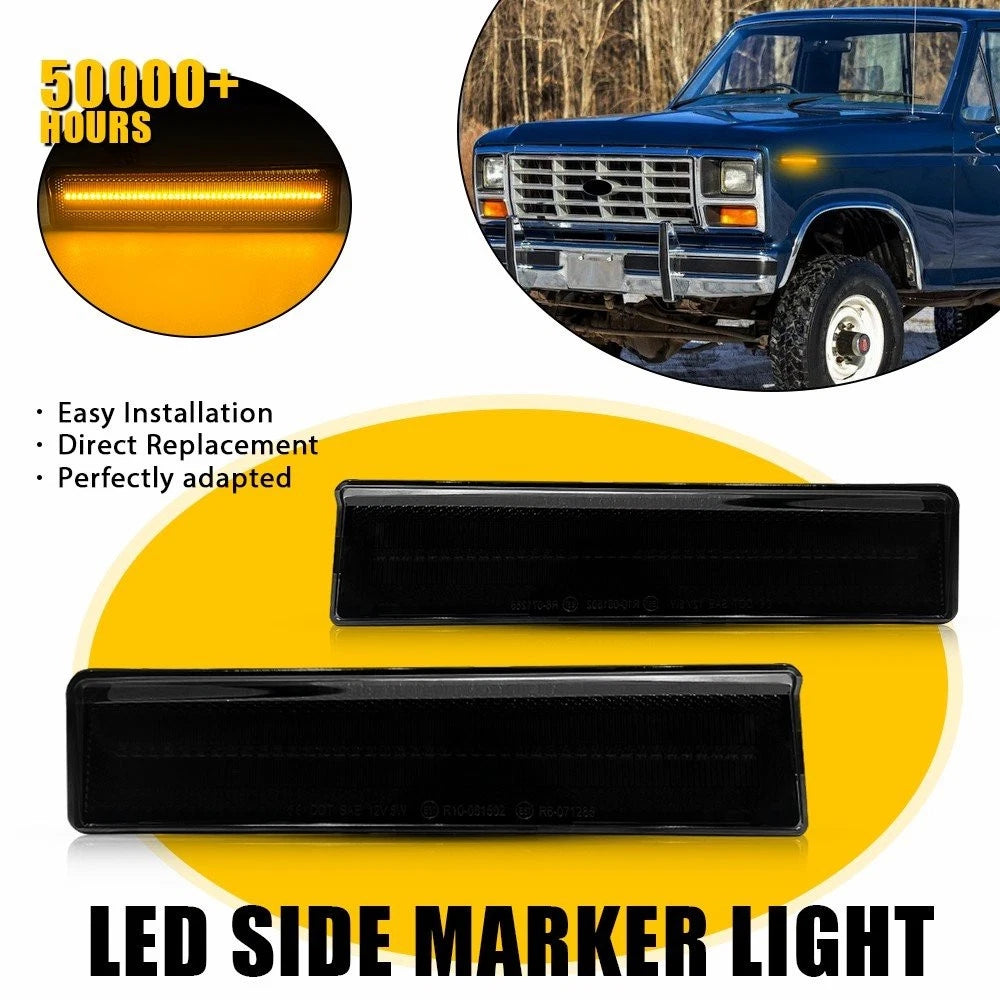 Smoke LED Front Amber Side Marker Light for Ford F-150/F-250/F-350 (1980–1986)