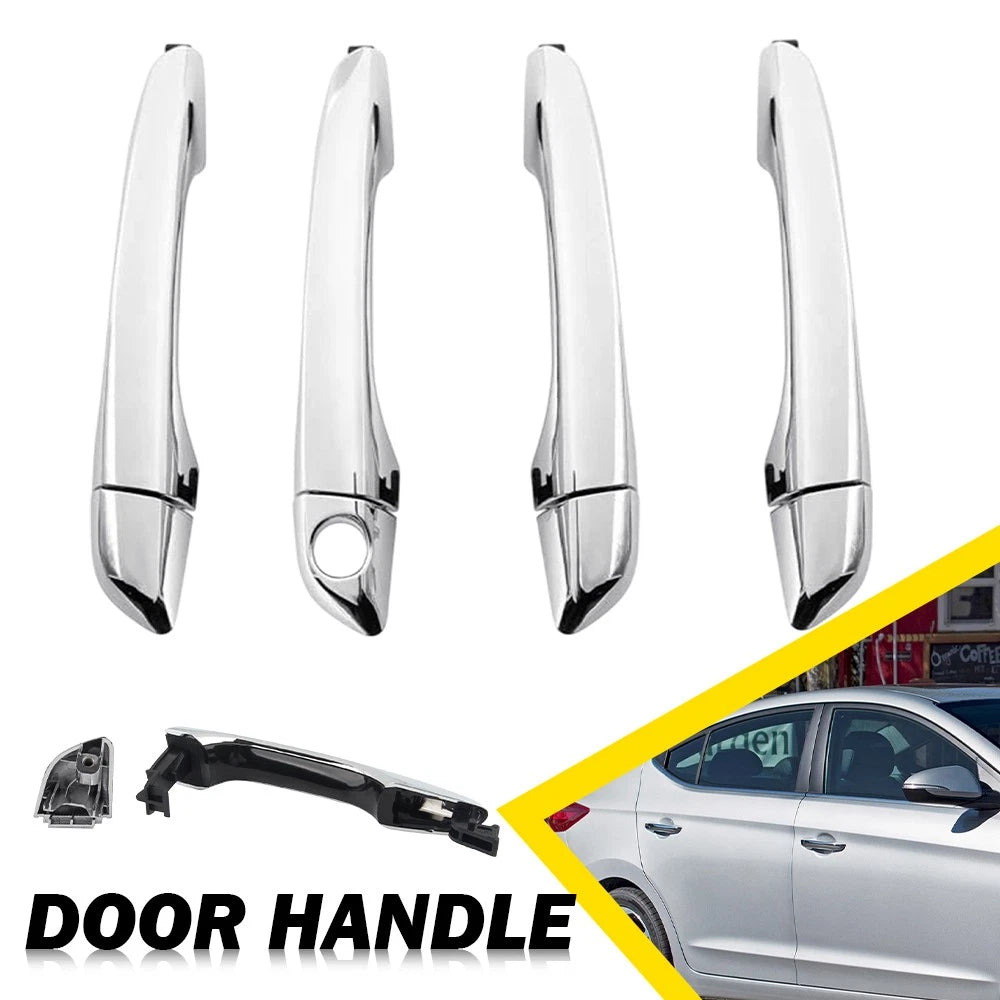 Set of 4 Chrome Outside Door Handles for Hyundai Elantra (2017–2020)