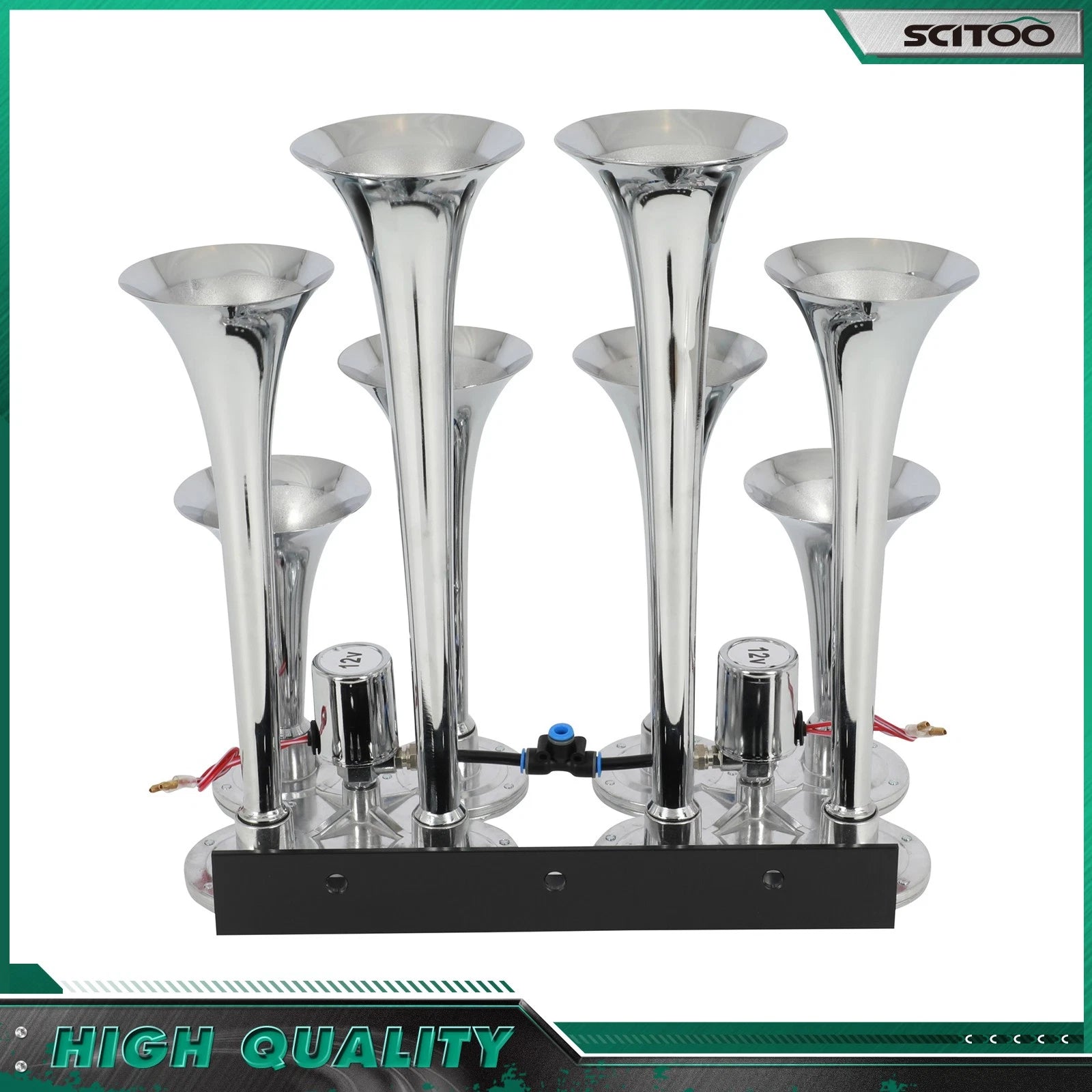 12V 8 Trumpet Air Horn Kit for Ford Chevy Ram Toyota