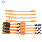 Set of 2 Orange Ratchet Straps for Motorcycle & Truck (2200lbs Breaking Resistance)