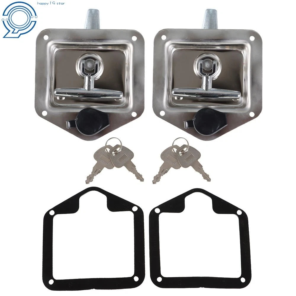 2Pcs Trailer Door Latch T-Handle Lock Keys for RV Truck Tool Box (Fits Various)