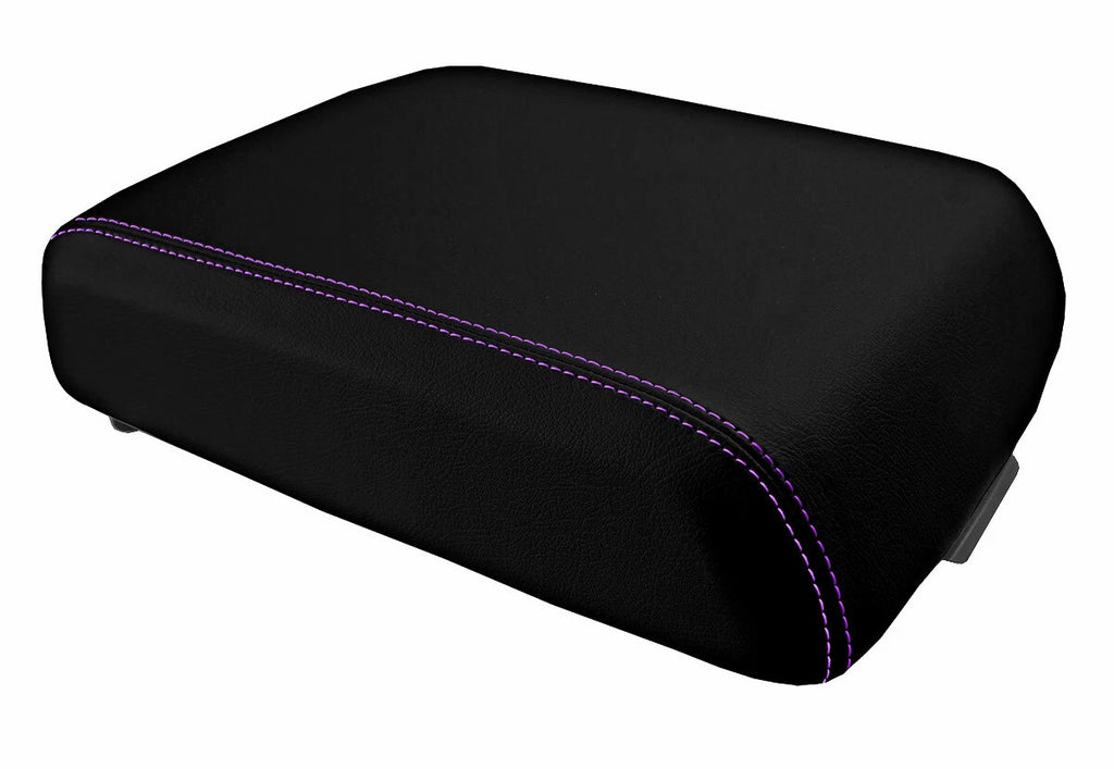 Leather Console Lid Bucket Seat Cover for Ford F250 (1999–2010) Purple Stitch