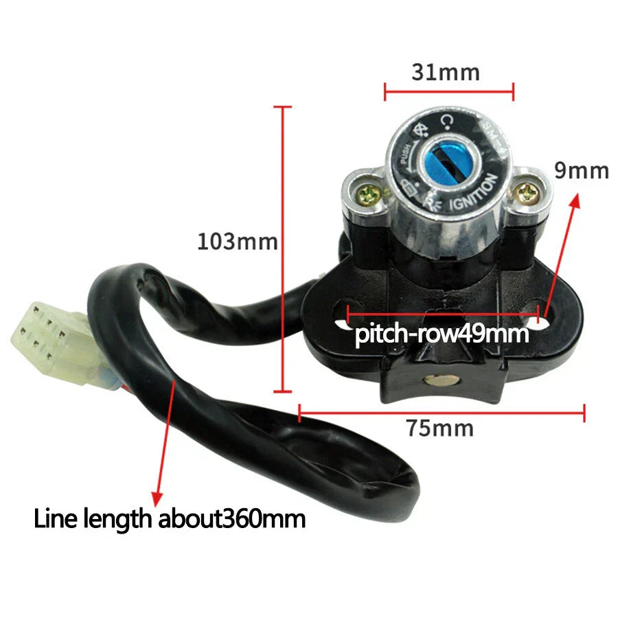 Ignition Key Lock Switch Kit Motorcycle for Kawasaki Yamaha (2000-2023)