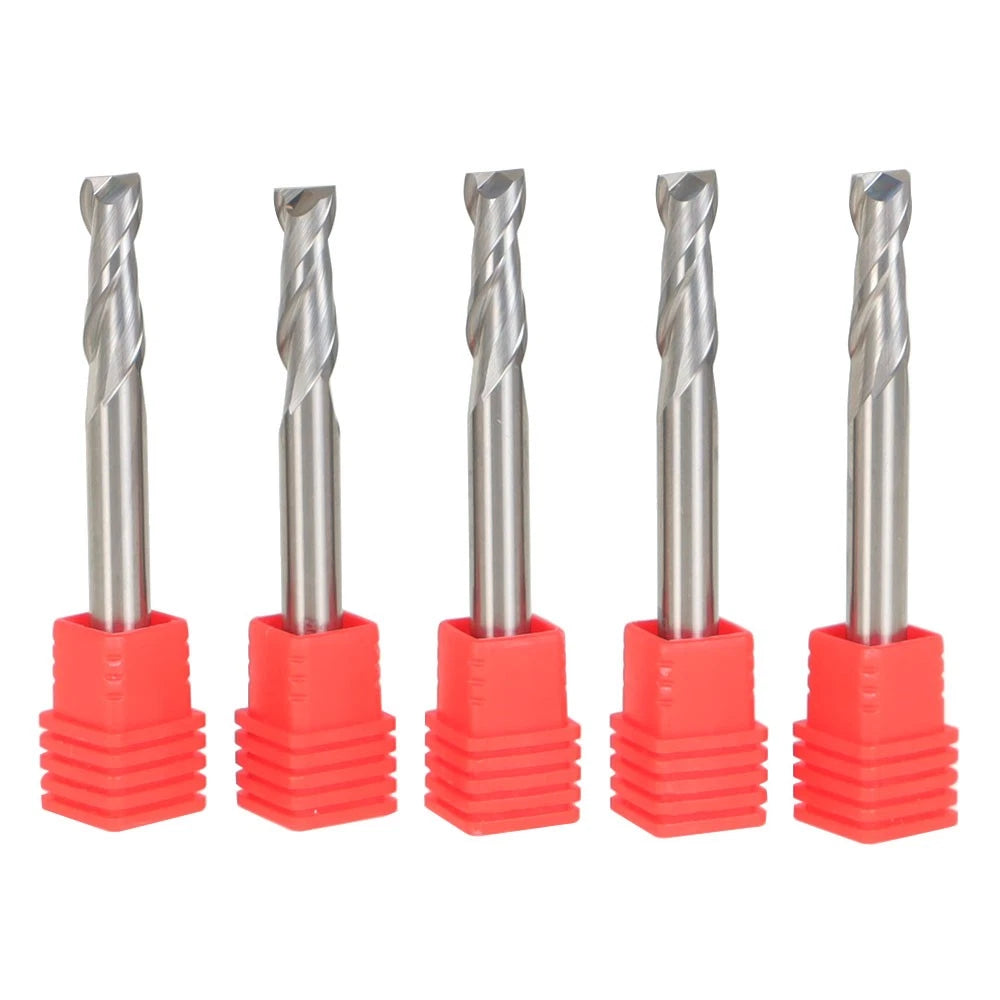 Set of 5 Carbide End Mills for Various Applications (1/4")