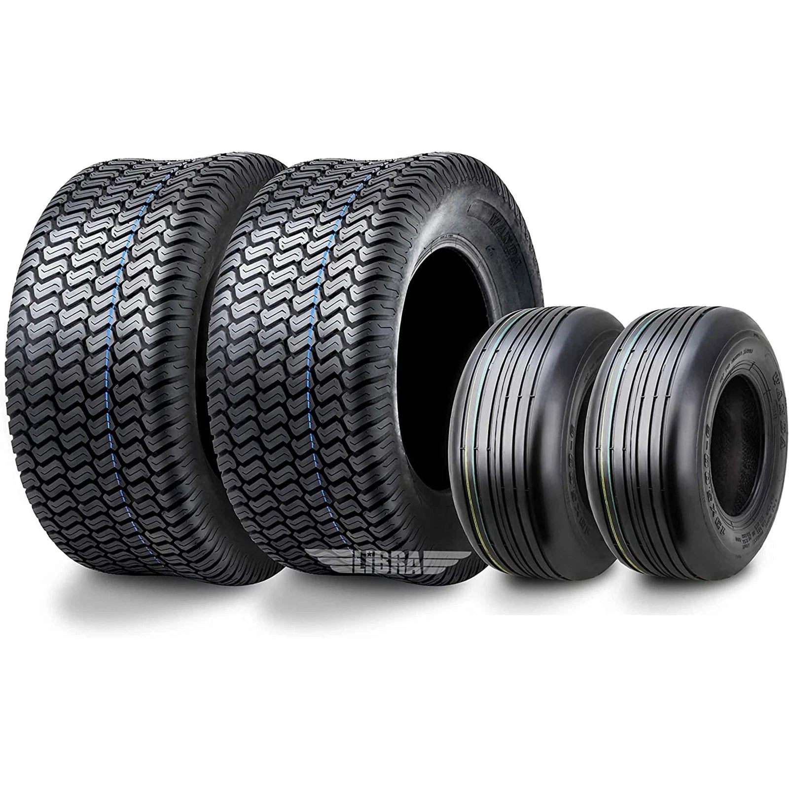 Set of 4 Turf Tires for Wanda Zero-Turn Lawn Mower (13x5-6 & 23x9.50-12)