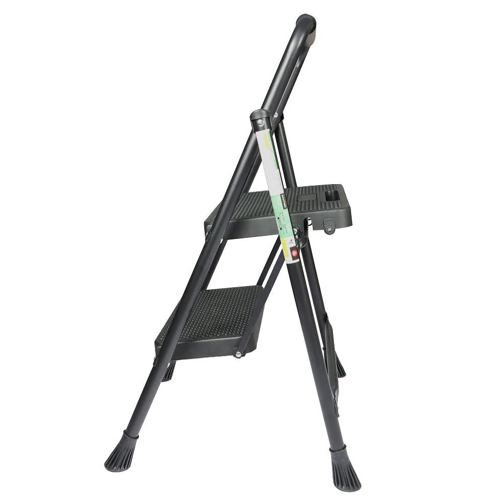 2-Step Folding Ladder Stool with Wide Anti-Slip Pedal for Home Use