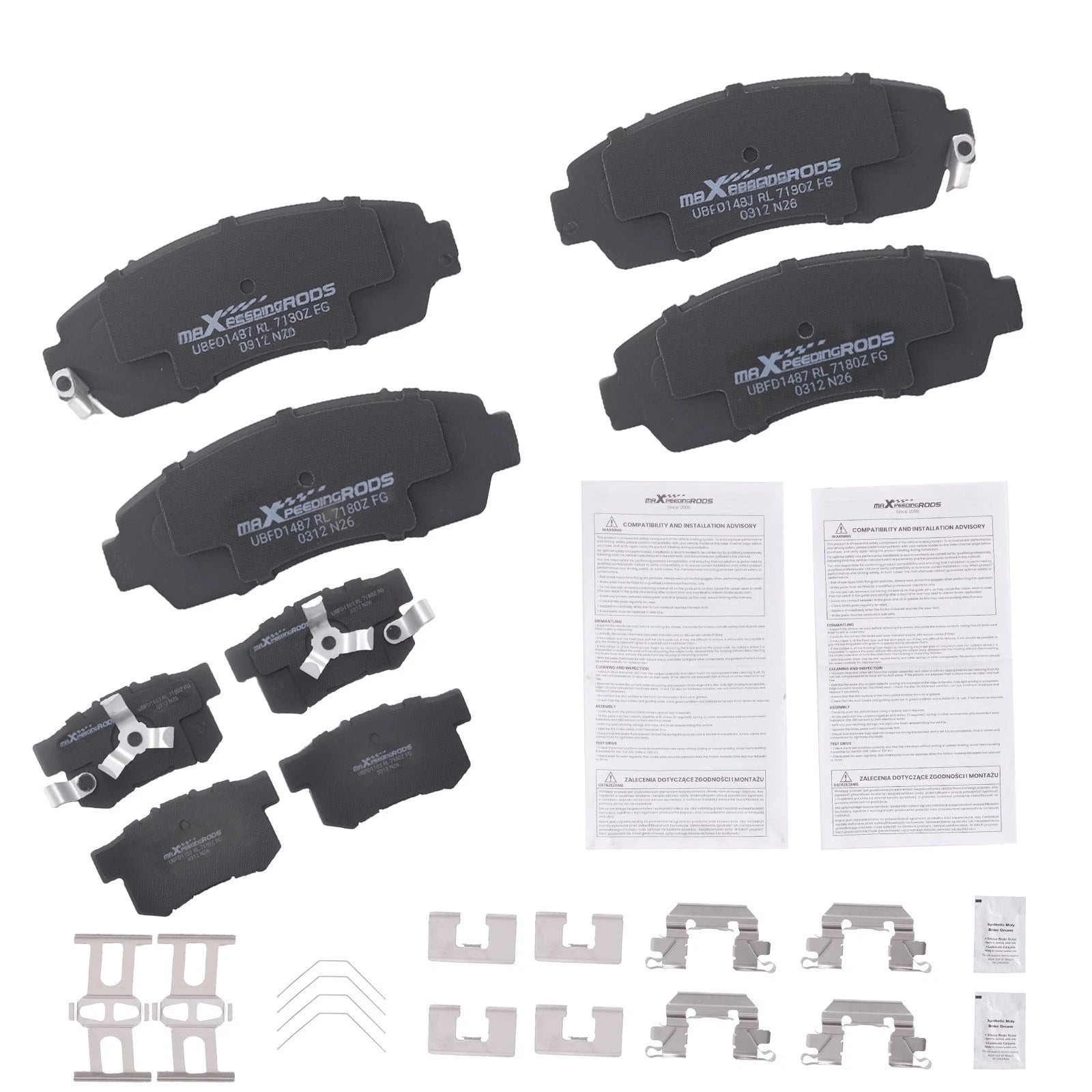 Front & Rear Ceramic Brake Pads Kit for Honda Crosstour (2012–2015) P1086 P1521