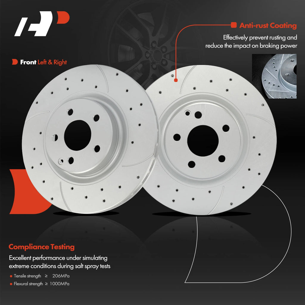 Front Drilled Brake Rotor & Ceramic Brake Pad for Mercedes-Benz E550 (2007–2009)