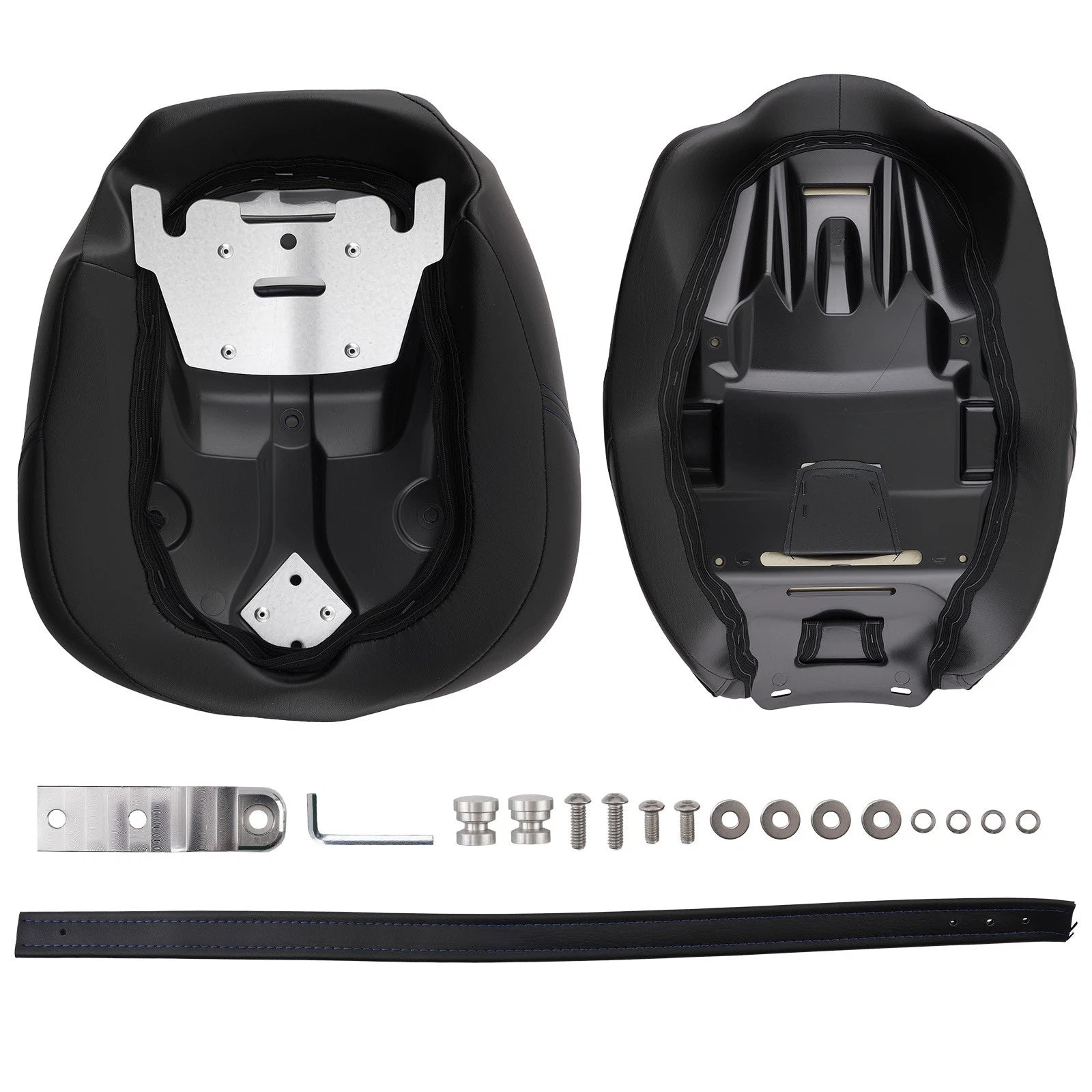 Set of 2 Black Blue Replacement Seats for Harley Touring Street Glide (2009–2022)