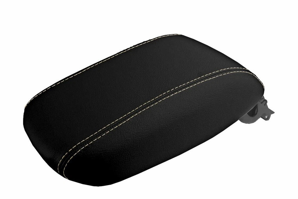 Leather Console Lid Armrest Cover for Dodge Dart (2013–2016) Beige Stitch