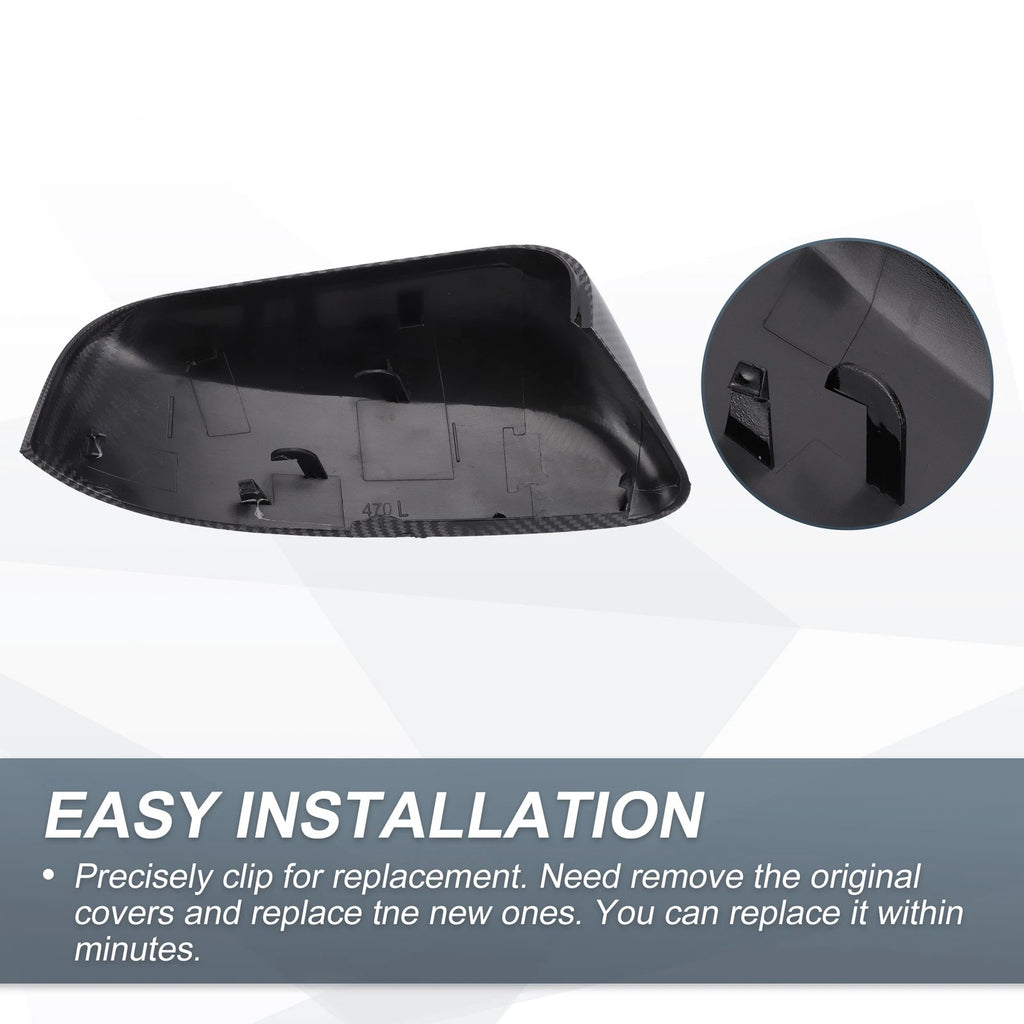 Set of 2 Rearview Mirror Cover Caps Black Carbon Fiber for Ford Explorer (2016–2019)