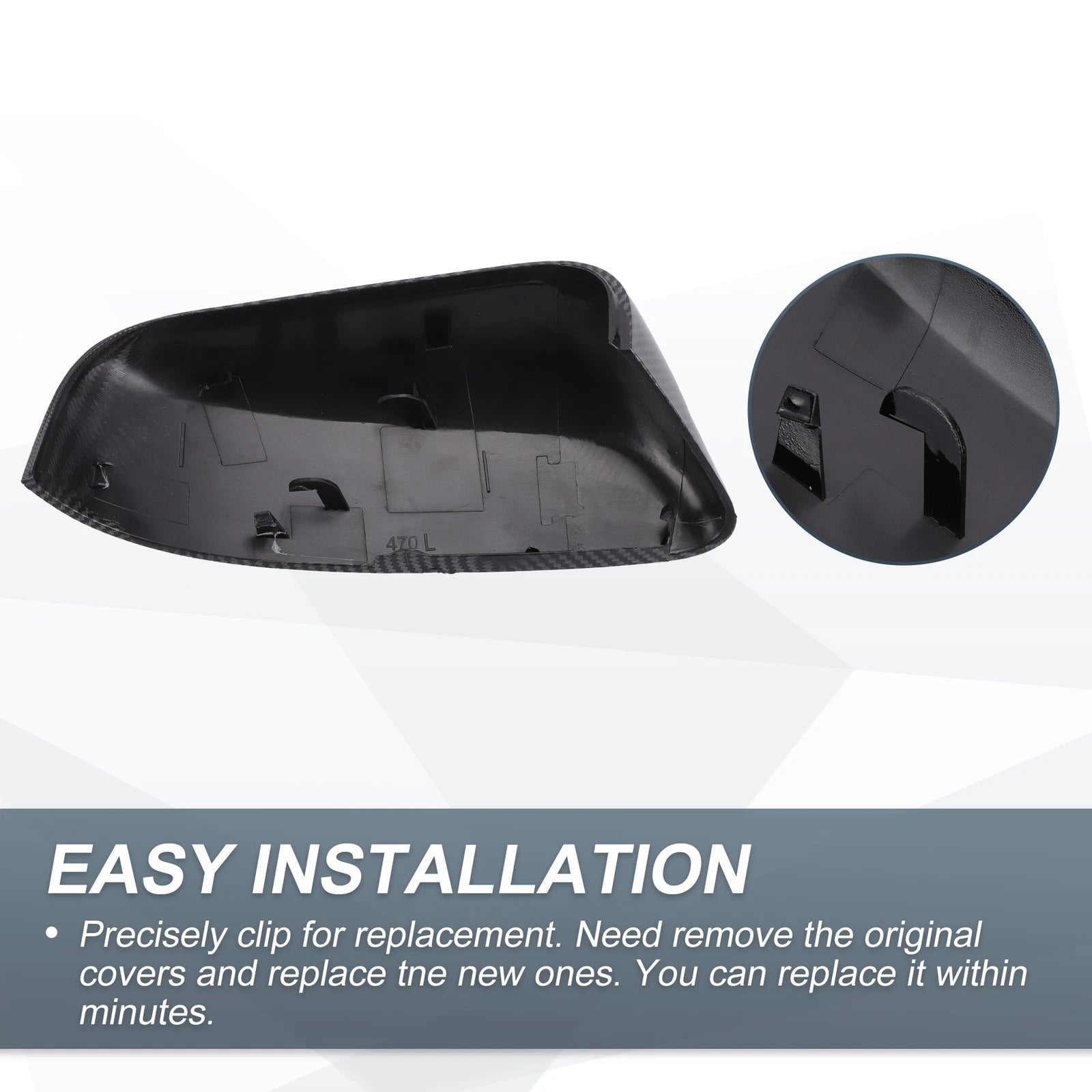 Set of 2 Rearview Mirror Cover Caps Black Carbon Fiber for Ford Explorer (2016–2019)