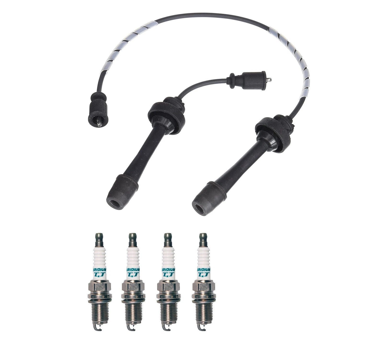 Denso Wire Set & 4 Iridium TT Spark Plugs for Mazda Protege 2.0L (1999–2003)