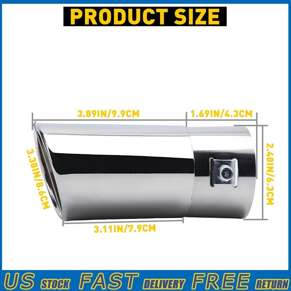 Rear Exhaust Tail Muffler Tip for - Round Silver Stainless Steel