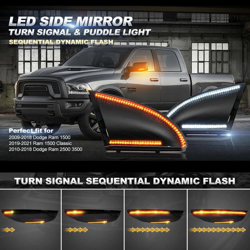 Switchback LED Mirror Turn Signal Puddle Light for Dodge RAM 2500 3500