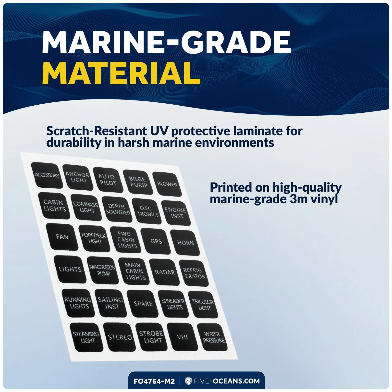 30 Pcs Marine Dashboard Decal Label Kit for Boat Switch Panel (2-Pack)