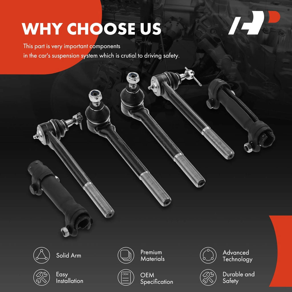 6x Inner & Outer Tie Rods for Chevy Blazer (1996–2005) GMC Jimmy (1996–2002)