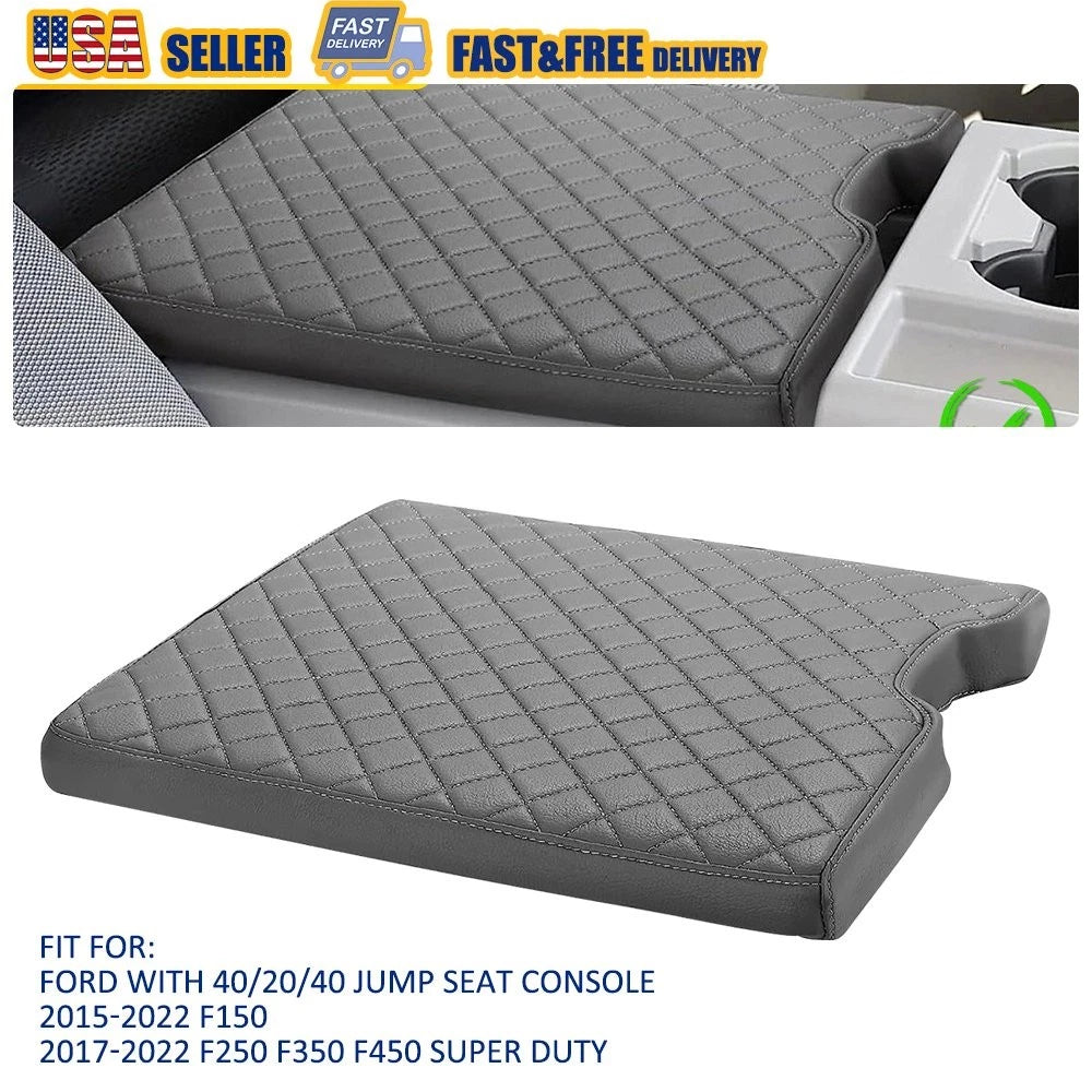 Center Console Lid Armrest Cover Pad for Ford F150 (2015–2022) Gray